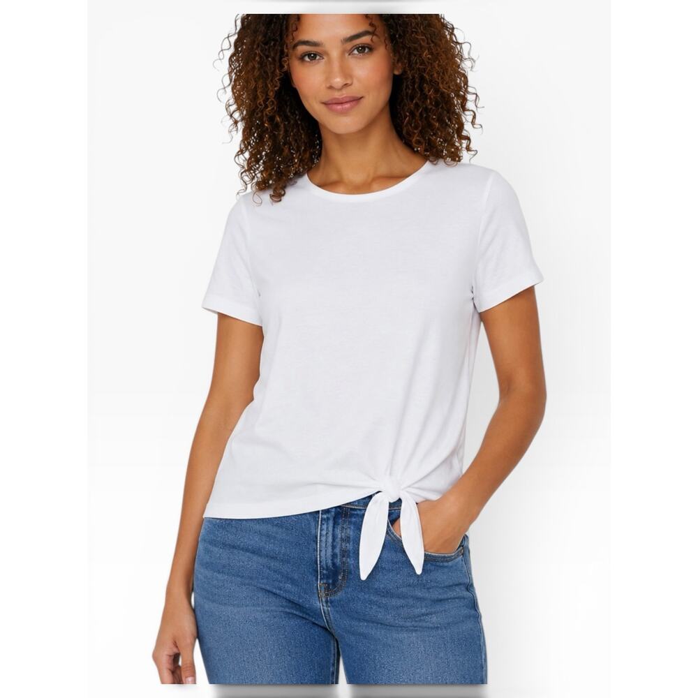 Nautica Side Tie Cotton Tee Women’s Large White NWT